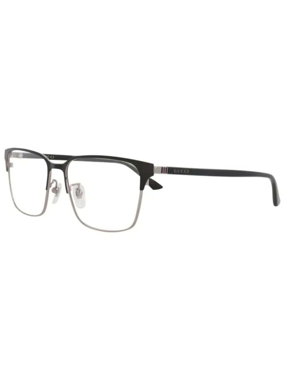 New Gucci Women's Eyeglasses Square Rectangle Metal Frame Mens Ruthenium Black